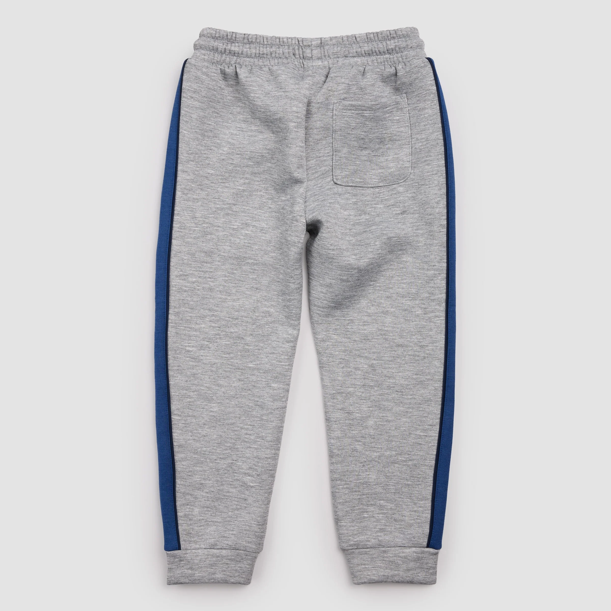 MILES THE LABEL: GREY MIX AND BLUE STRIPE SCUBA KNIT JOGGERS