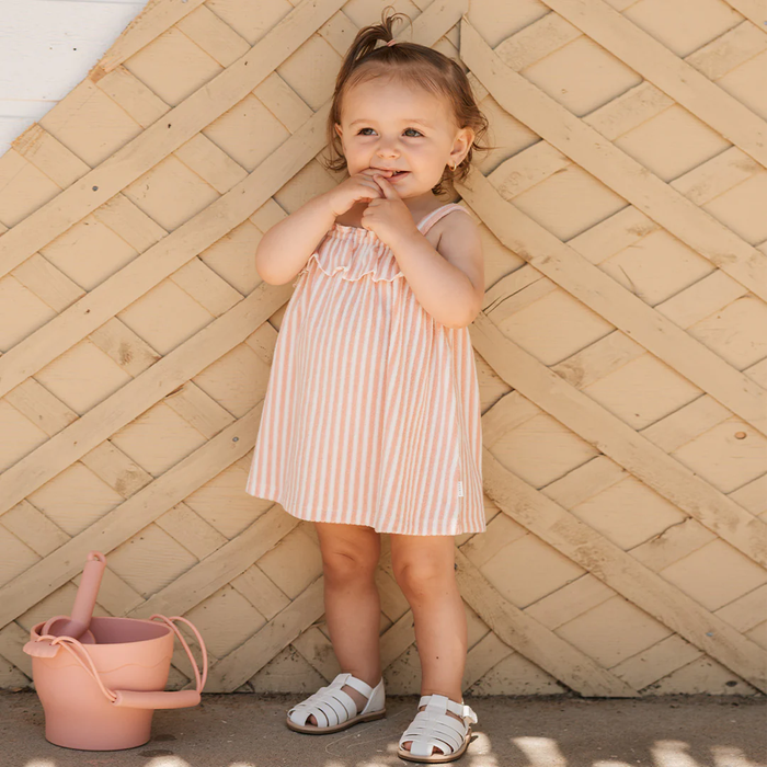PETIT LEM: KNIT DRESS + BLOOMER SET - LIGHT PINK/WHITE STRIPE