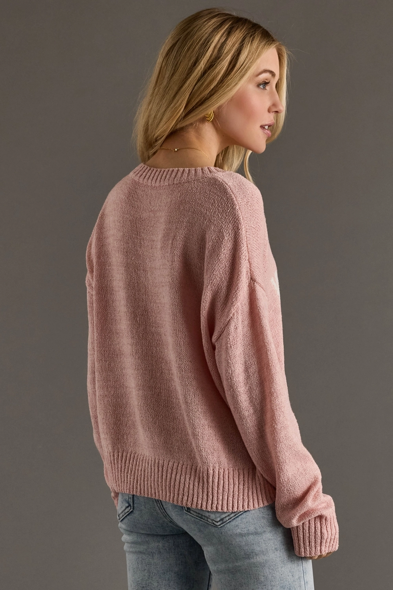 PANACHE APPAREL: WINE WEATHER LIGHTWEIGHT SWEATER - LIGHT PINK