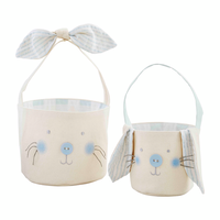 MUD PIE: GINGHAM EASTER BUNNY BASKET SET