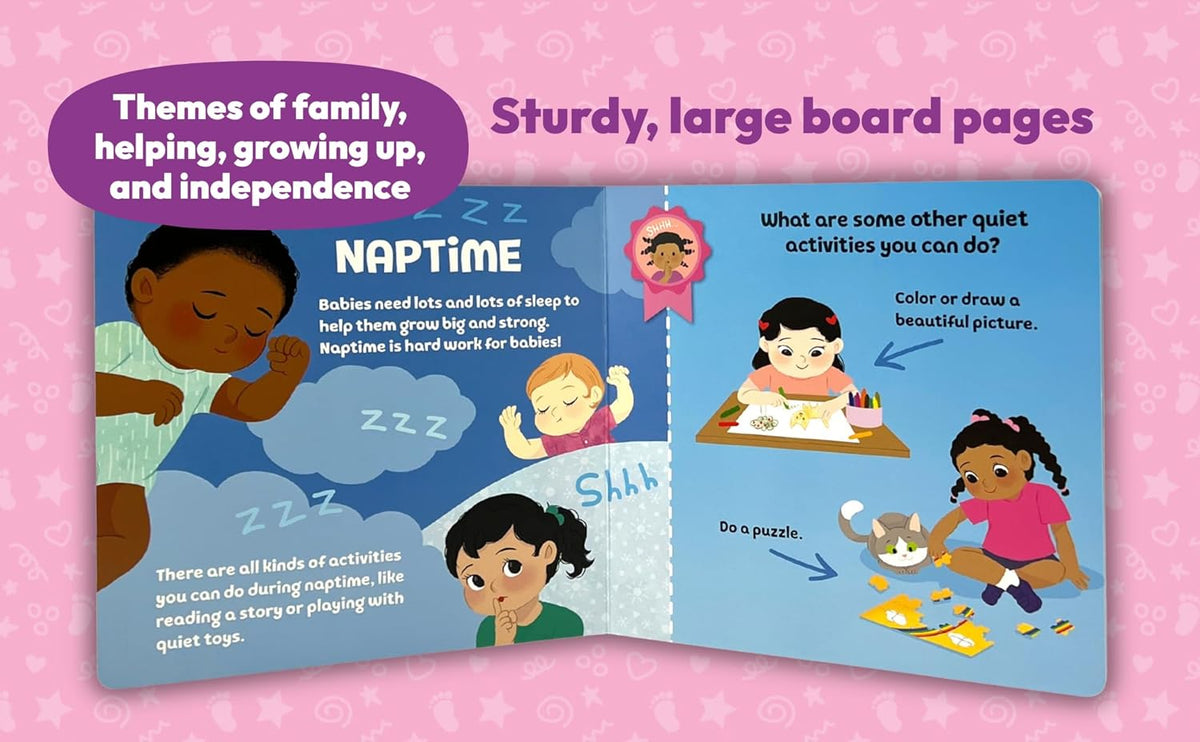 WELCOME TO THE BIG SISTER CLUB BOARD BOOK, STICKER BADGES, AND A REWARD CHART