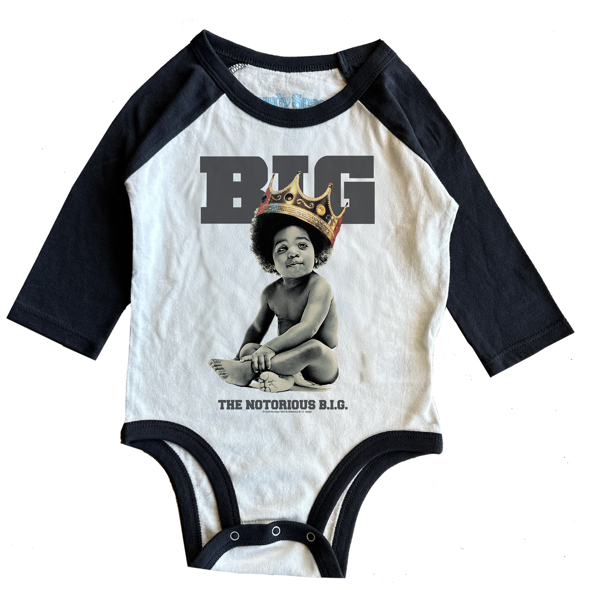 ROWDY SPROUT: BABY BIGGIE ICONIC - RAGLAN ONESIE