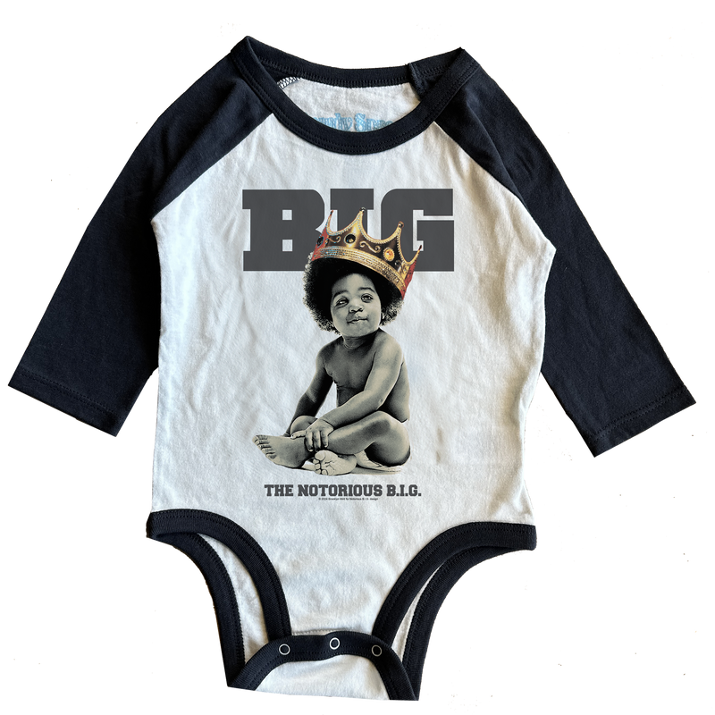 ROWDY SPROUT: BABY BIGGIE ICONIC - RAGLAN ONESIE