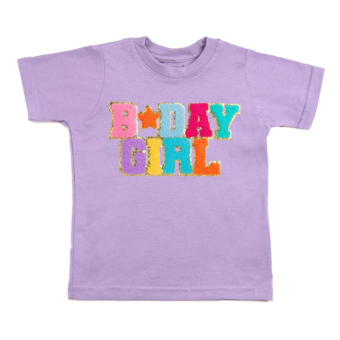 SWEET WINK: BIRTHDAY GIRL PATCH SHORT SLEEVE T-SHIRT - LAVENDER