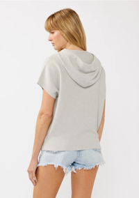 SHORT SLEEVE HOODED SLEEVELESS PULLOVER- SILVER