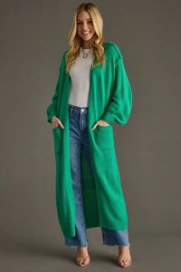 PANACHE: HILTON DUSTER CARDIGAN - GREEN