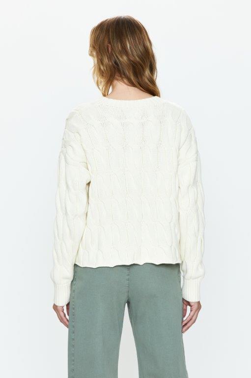 PISTOLA: EVA CREW NECK SWEATER - ECRU CABLE