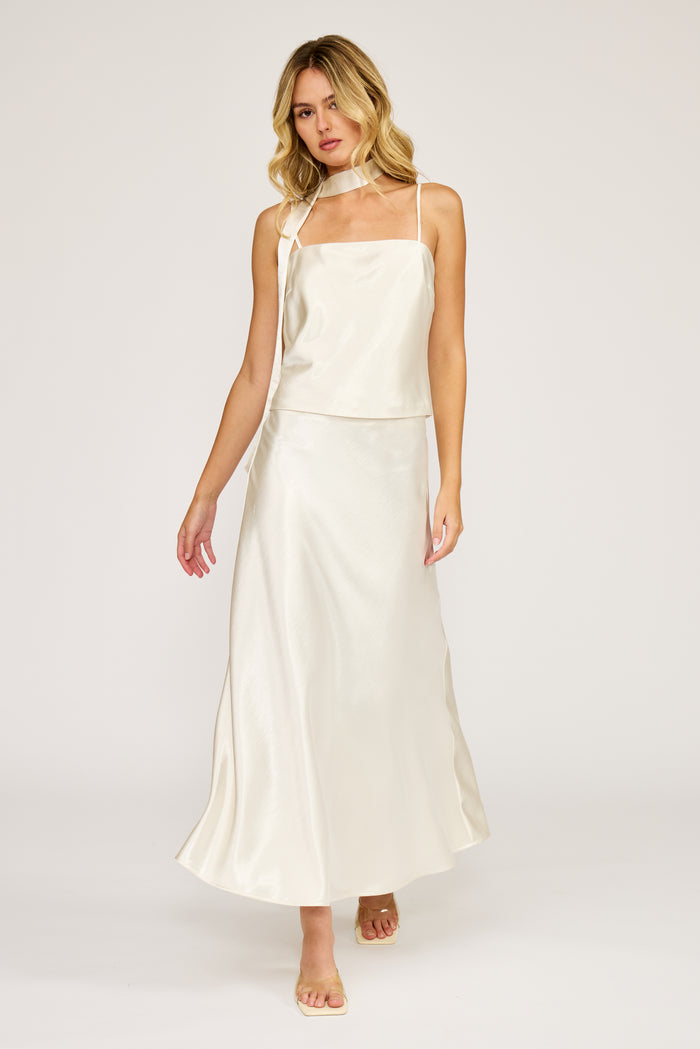 LUCY PARIS: FITZ MIDI SKIRT - PEARL