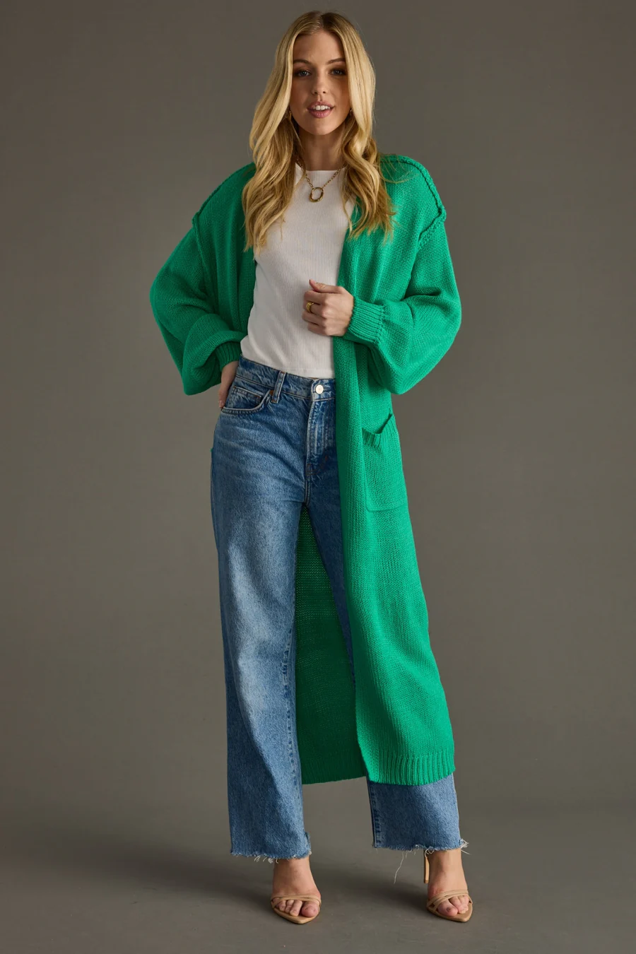 PANACHE: HILTON DUSTER CARDIGAN - GREEN