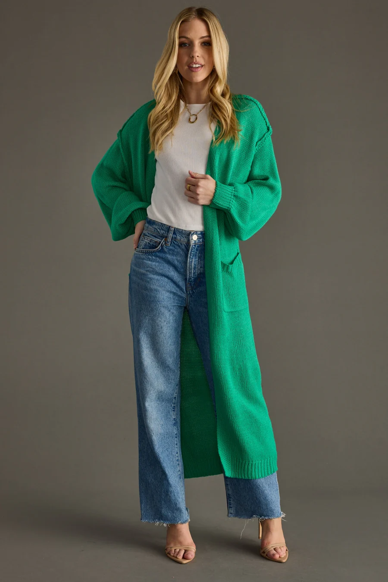 PANACHE: HILTON DUSTER CARDIGAN - GREEN