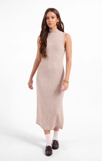SAGE THE LABEL: TEACAKE MIDI DRESS - HEATHER TAUPE