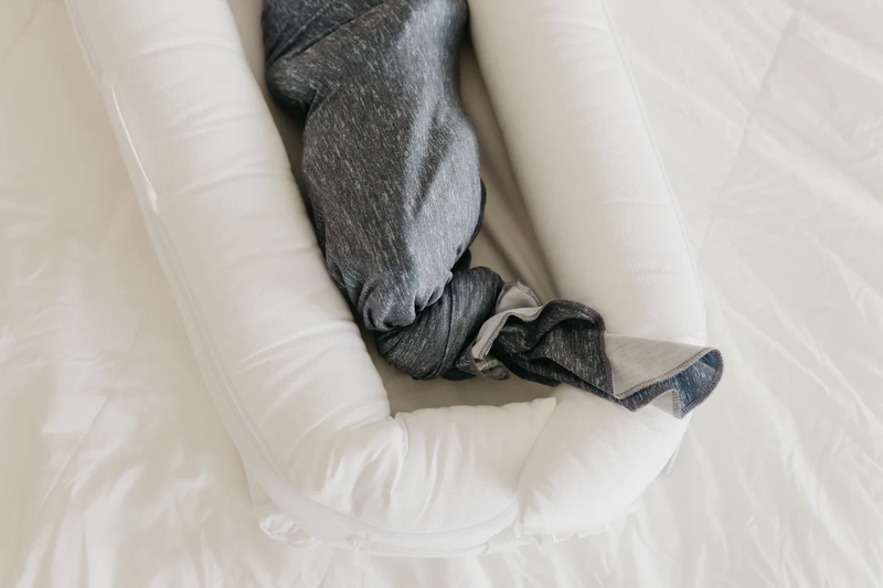 COPPER PEARL: SLATE KNIT SWADDLE BLANKET