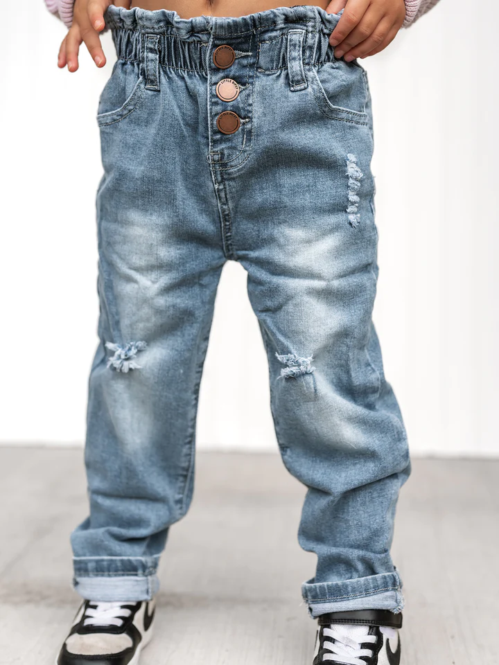 LITTLE BIPSY: PAPERBAG WAIST DENIM - LIGHT WASH