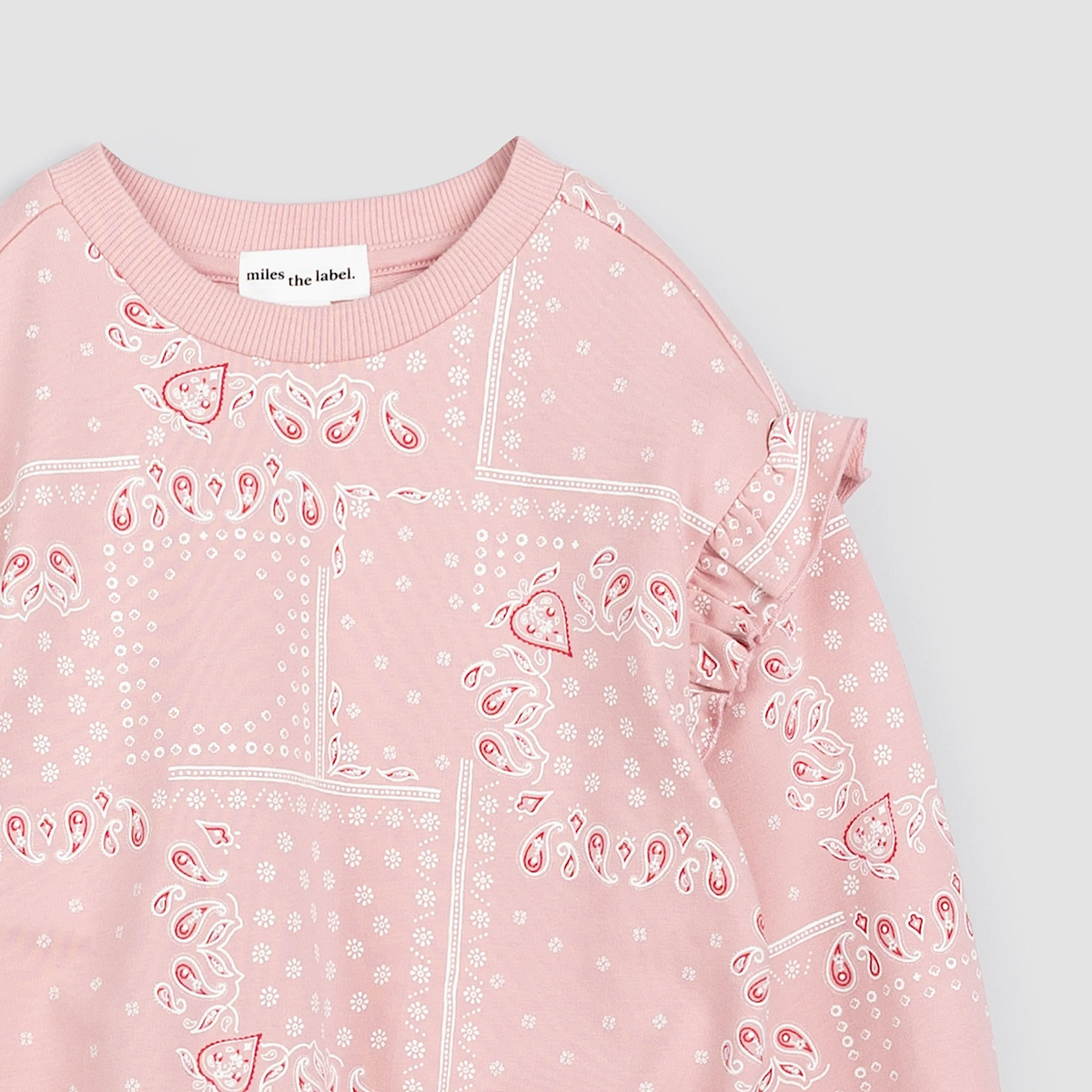 MILES THE LABEL: PAISLEY PRINT ON ROSE SWEATSHIRT