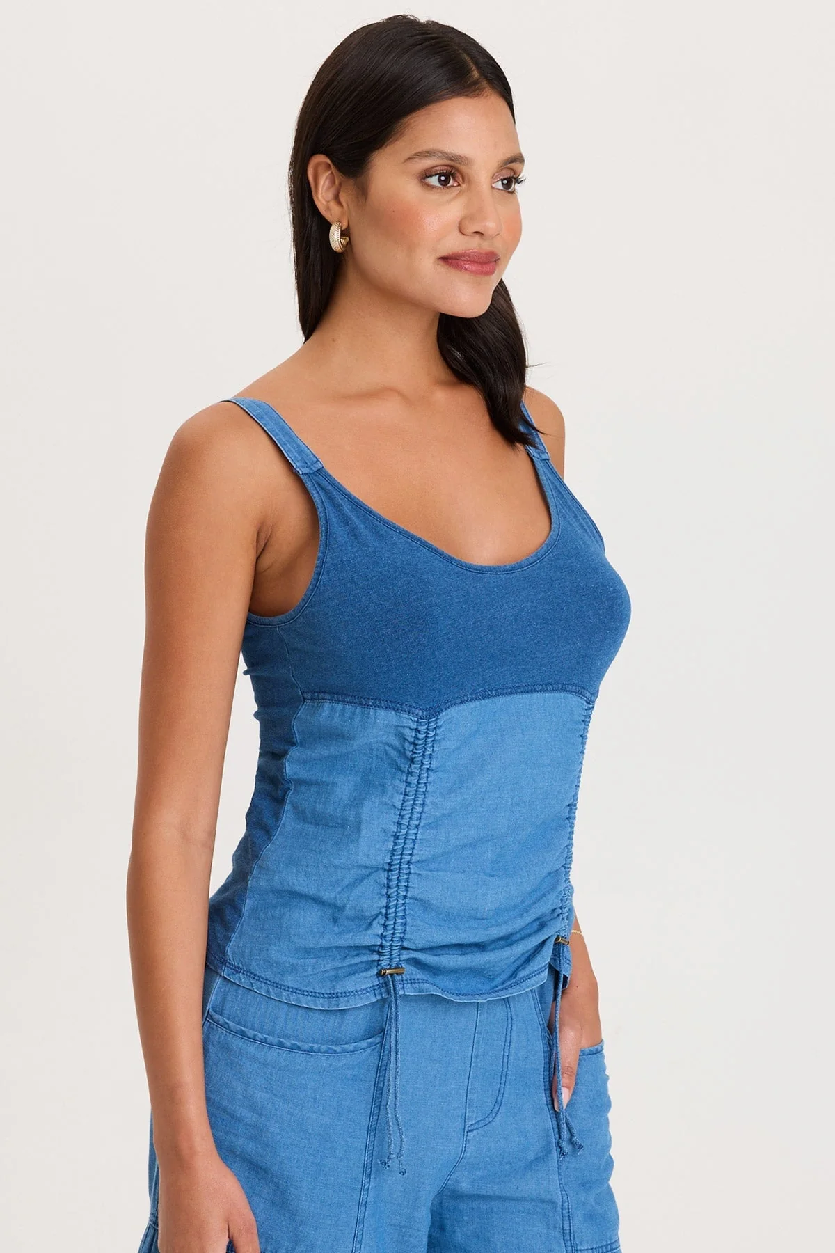 XCVI: FIFE ADJUSTABLE CORD TWILL/JERSEY TANK - ETIOLATE WASH