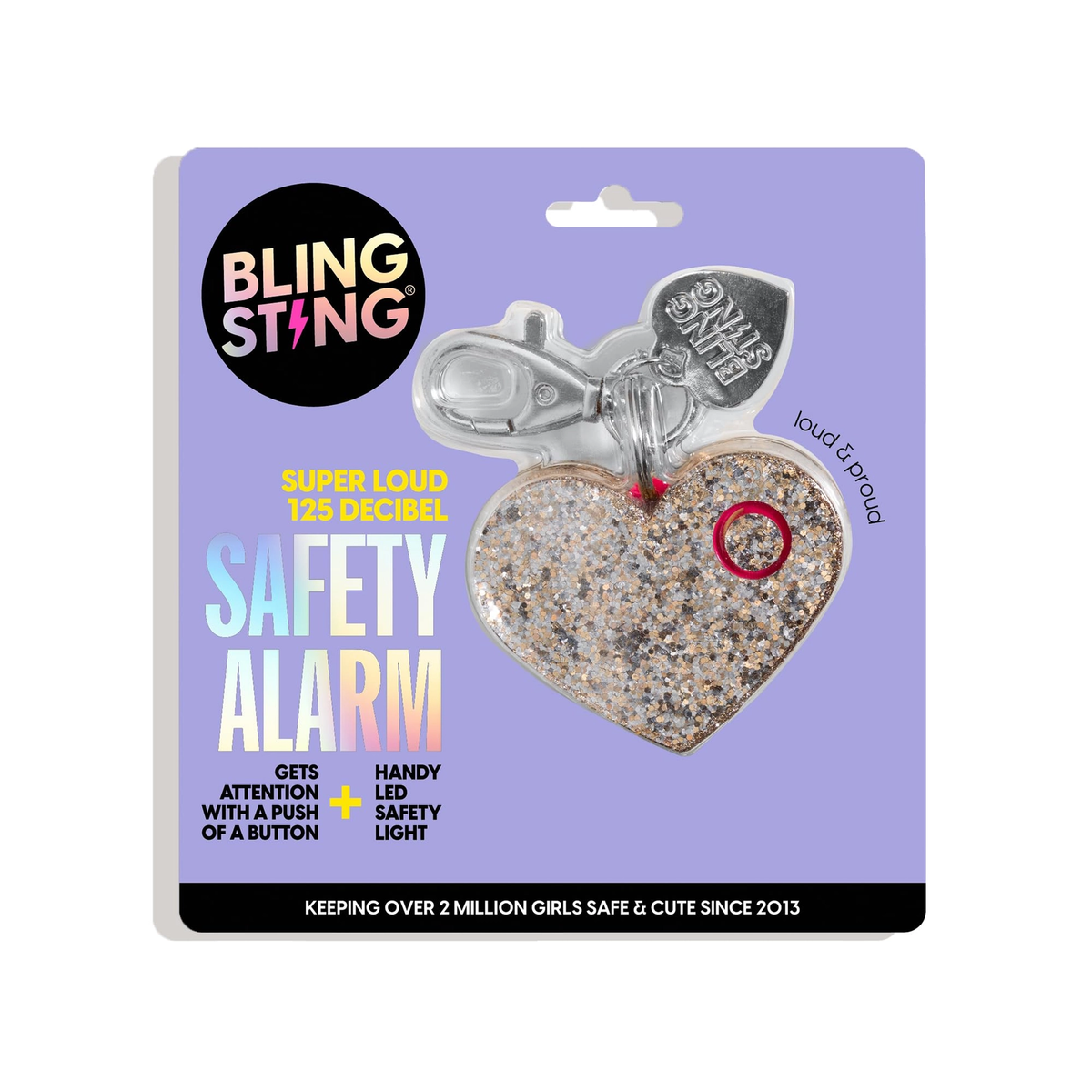 BLINGSTING: HEART SAFETY ALARM - ROSE GOLD GLITTER