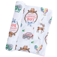 LITTLE HOMETOWN: COUNTRY BOY MUSLIN SWADDLE RECEIVING BLANKET