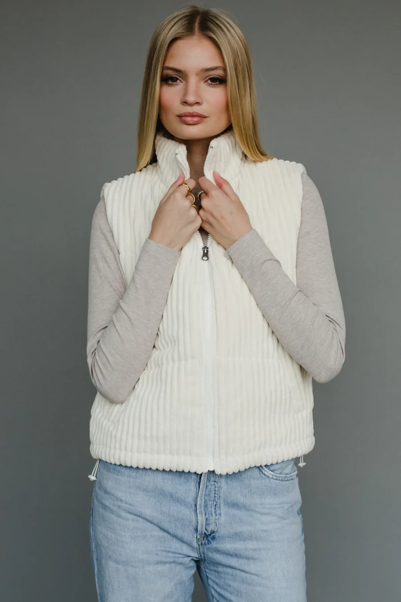 PANACHE: TAYSHA CORDUROY VEST - CREAM