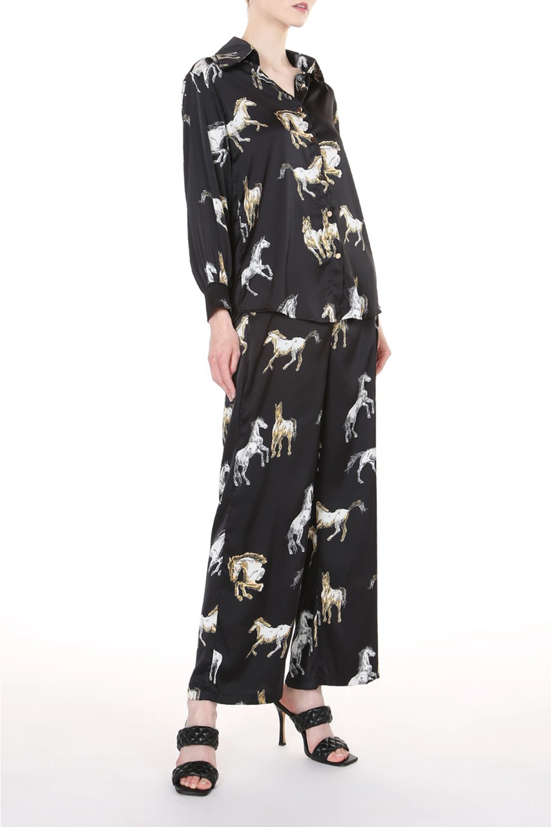 BEULAH: HORSE PRINT MATCHING SET - BLACK