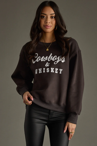 PANACHE: 'COWBOYS & WHISKEY' SWEATSHIRT- CHARCOAL
