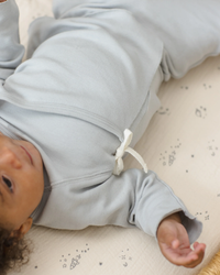 QUINCY MAE: WRAP TOP + FOOTED PANT SET || SKY