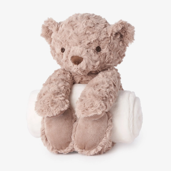 ELEGANT BABY: BEAR BEDTIME HUGGIE PLUSH TOY WITH BLANKET - 30" X 40"