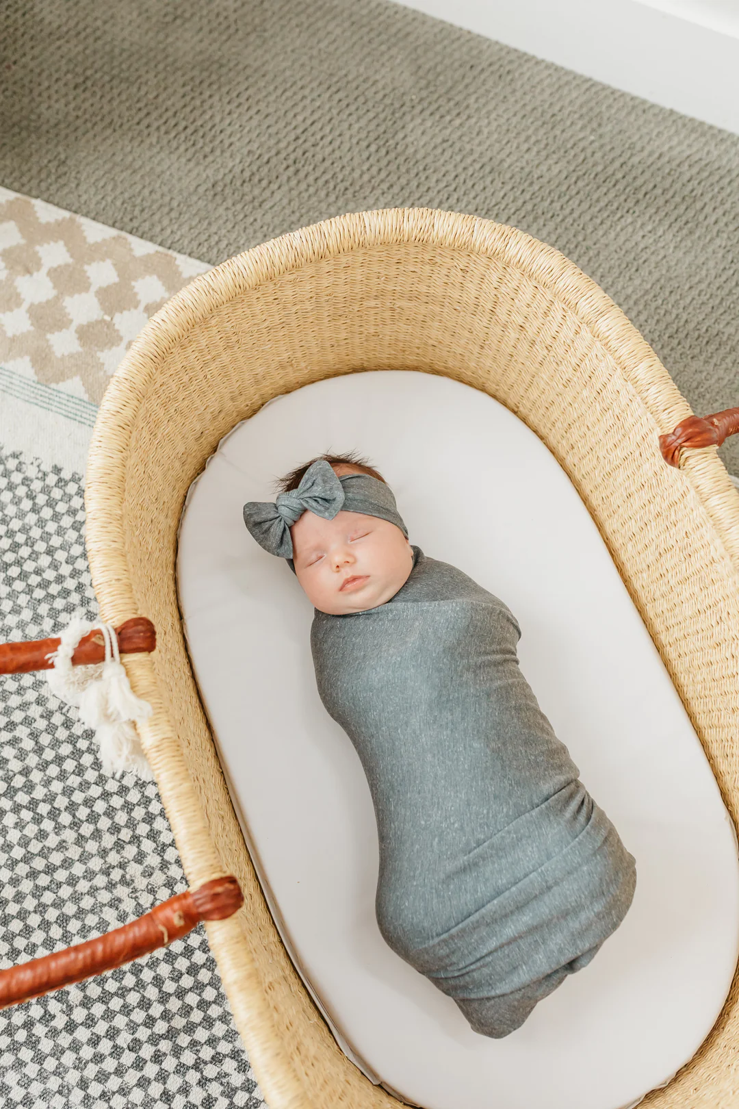 COPPER PEARL: SLATE KNIT SWADDLE BLANKET