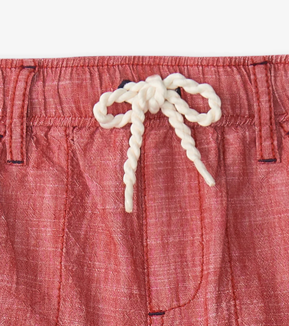 HATLEY: NAUTICAL CHAMBRAY WOVEN SHORTS - CHRYSANTHEMUM