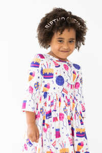 MILA & ROSE: HAPPY BIRTHDAY 3/4 SLEEVE POCKET TWIRL DRESS