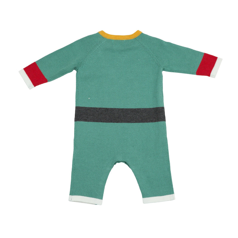 ANGEL DEAR: INTARSIA COVERALL - ELF KNITS GREEN