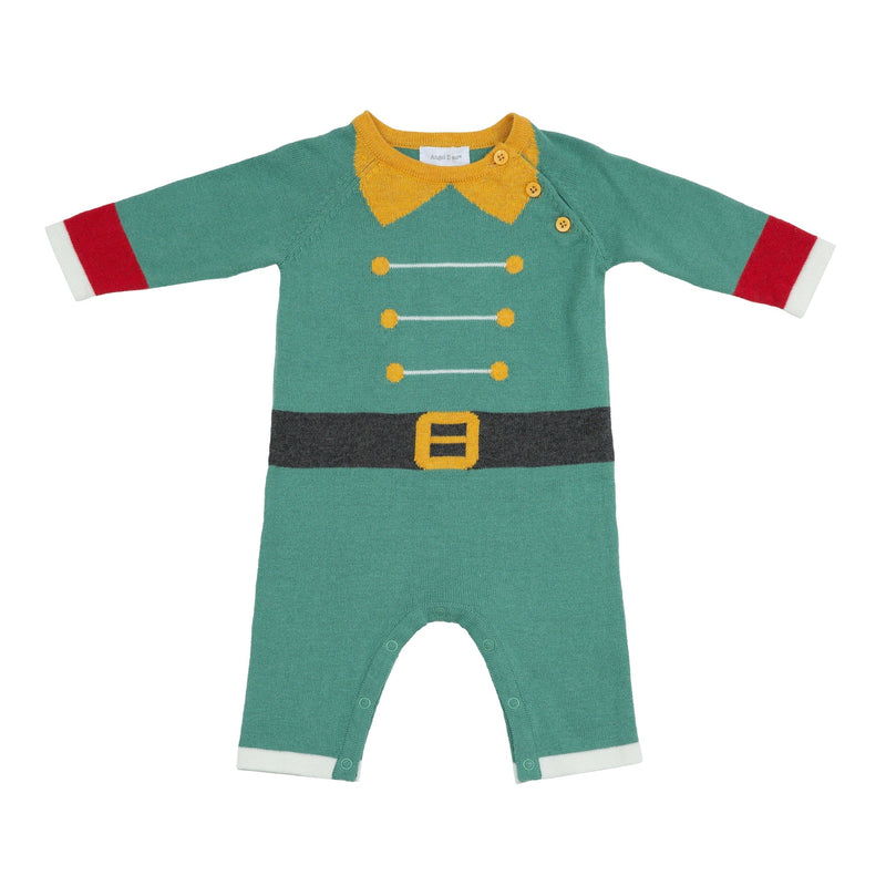 ANGEL DEAR: INTARSIA COVERALL - ELF KNITS GREEN