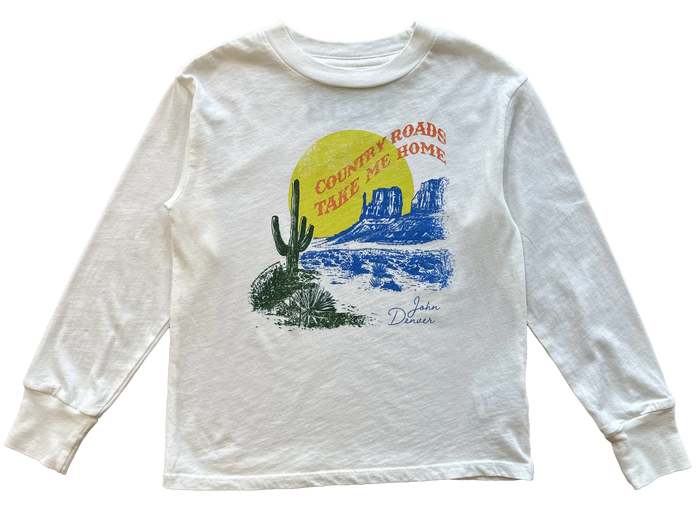 ROWDY SPROUT: JOHN DENVER COUNTRY ROADS TEE - VINTAGE WHITE