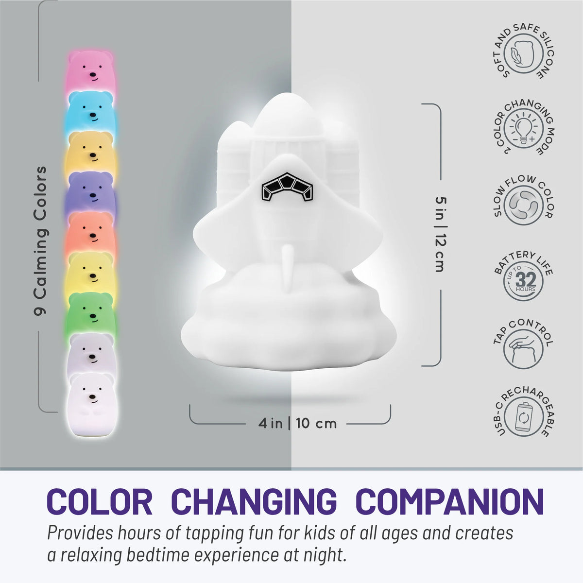 LUMIPETS®: ROWDY THE ROCKET- CHILDREN'S TOUCH NIGHT LIGHT JUNIOR