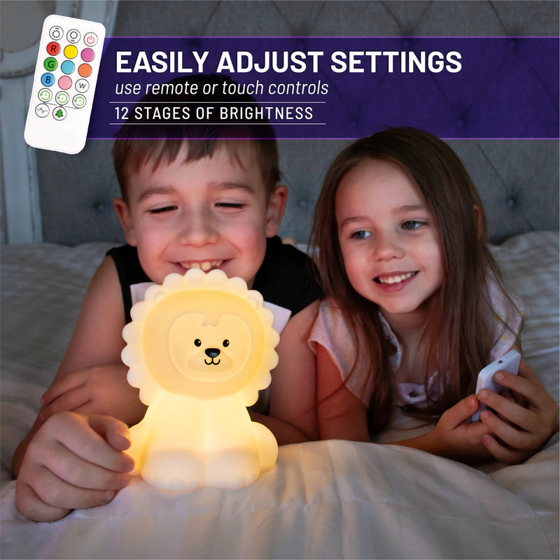 LUMIPETS®: LUTHER THE LION - CHILDREN'S TOUCH NIGHT LIGHT WITH REMOTE