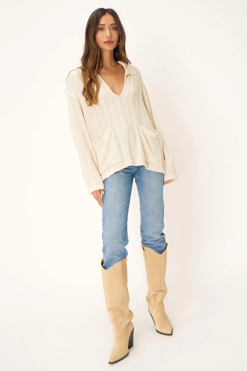 PROJECT SOCIAL T: JOLINA TEXTURED SWEATER LONG SLEEVE - OAT MILK