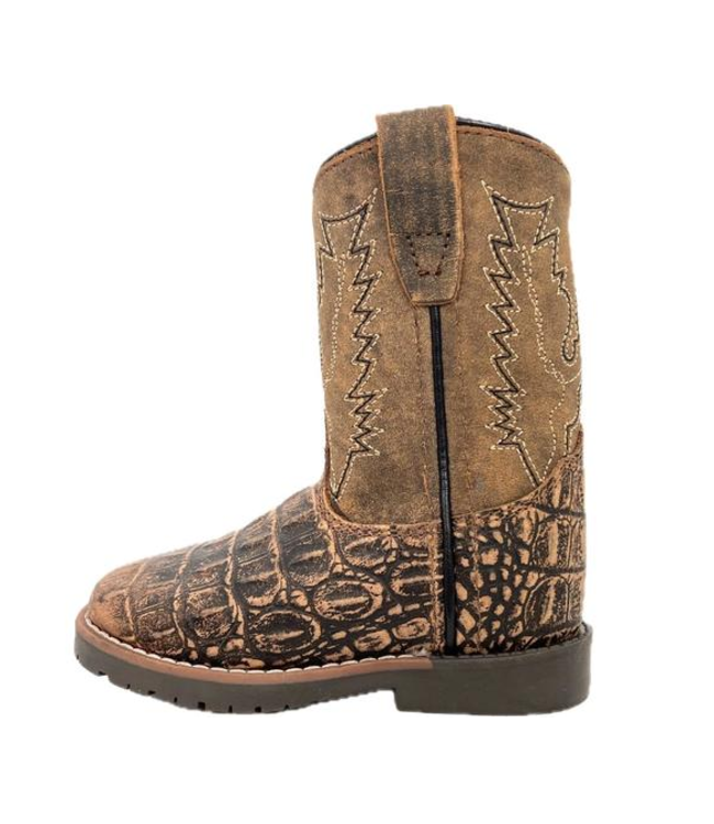 SMOKY MOUNTAIN BOOTS: TODDLER'S AUTRY DISTRESSED COWBOY BOOT - SANDED BLACK/BROWN