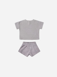 QUINCY MAE: RELAXED SUMMER KNIT SET || HEATHERED SKY