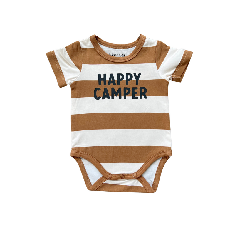 BABYSPROUTS: SHORT SLEEVE BODYSUIT - HAPPY CAMPER