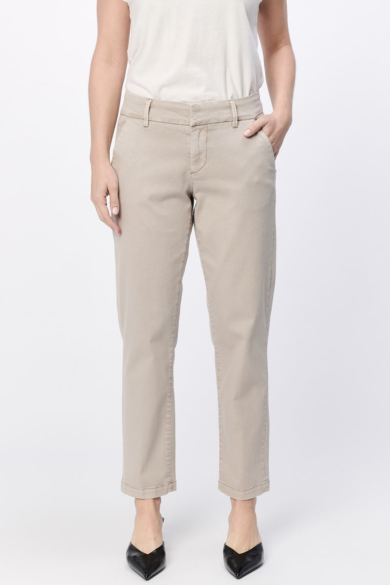 DEAR JOHN: HAMPTON MID RISE TROUSER ANKLE PANT - STONE