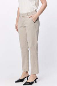 DEAR JOHN: HAMPTON MID RISE TROUSER ANKLE PANT - STONE