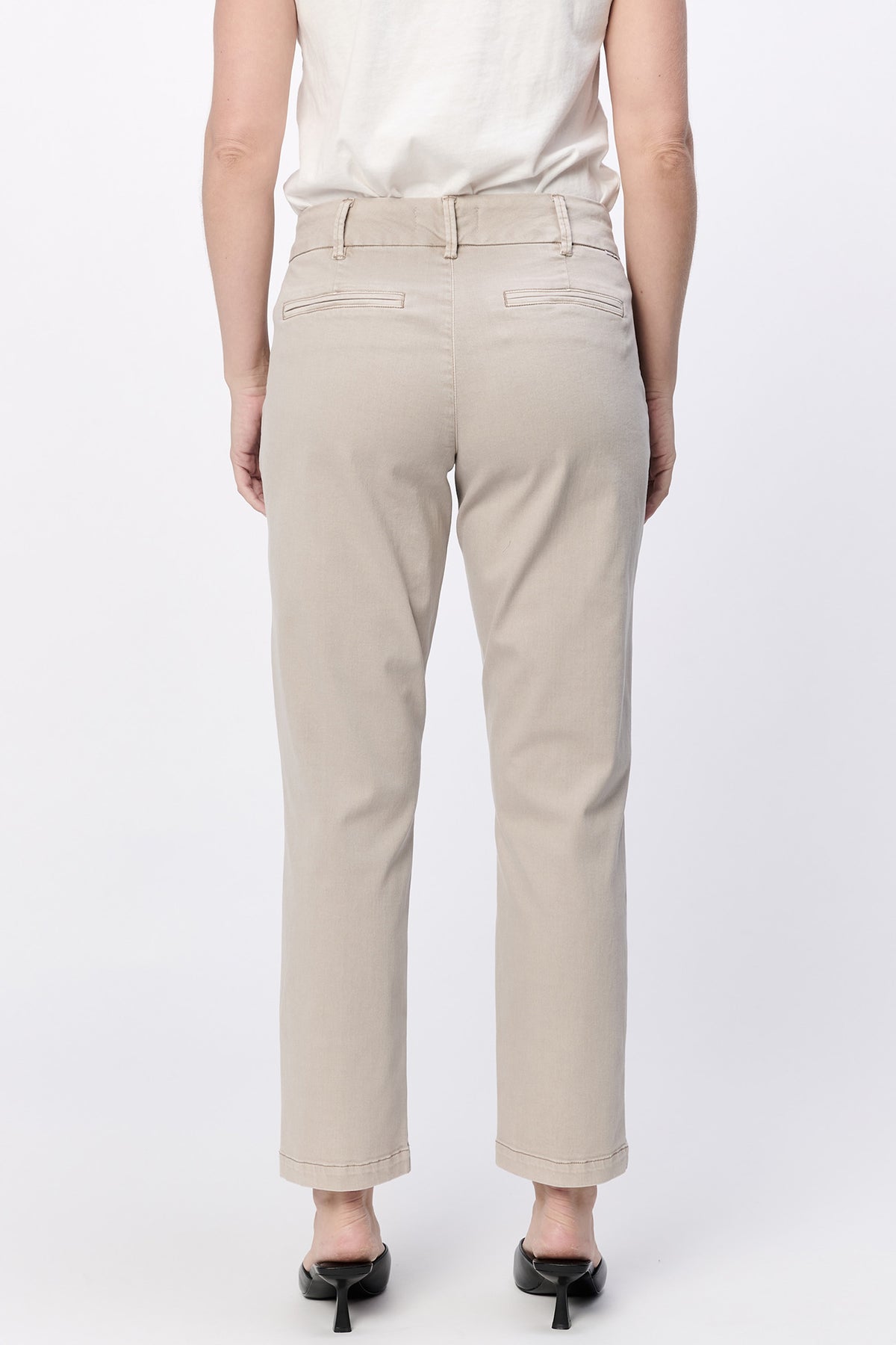 DEAR JOHN: HAMPTON MID RISE TROUSER ANKLE PANT - STONE