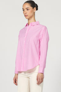 DEAR JOHN: LOLITA COLLARED LONG SLEEVE BUTTON-UP - ROSEWOOD STRIPE