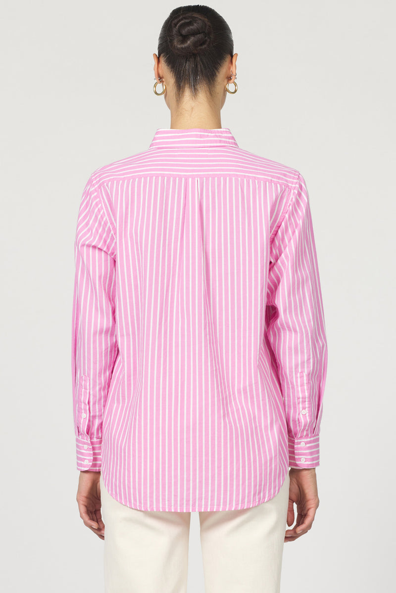 DEAR JOHN: LOLITA COLLARED LONG SLEEVE BUTTON-UP - ROSEWOOD STRIPE