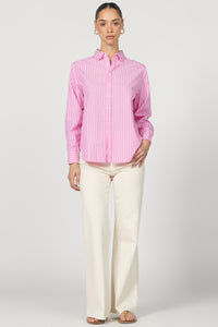 DEAR JOHN: LOLITA COLLARED LONG SLEEVE BUTTON-UP - ROSEWOOD STRIPE
