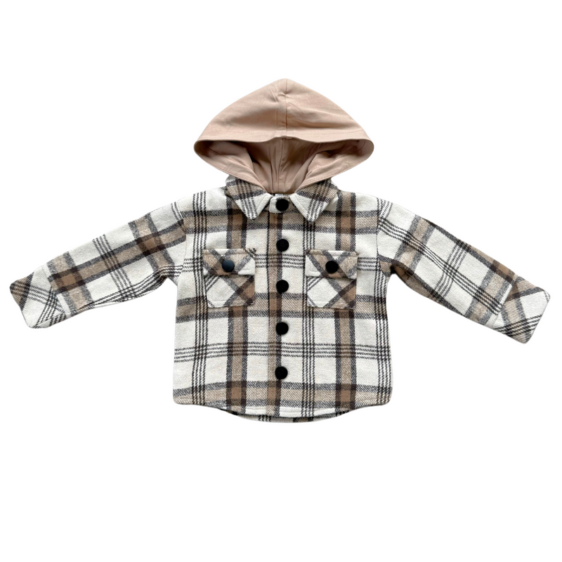 BABYSPROUTS: HOODED SHACKET - DESERT PLAID