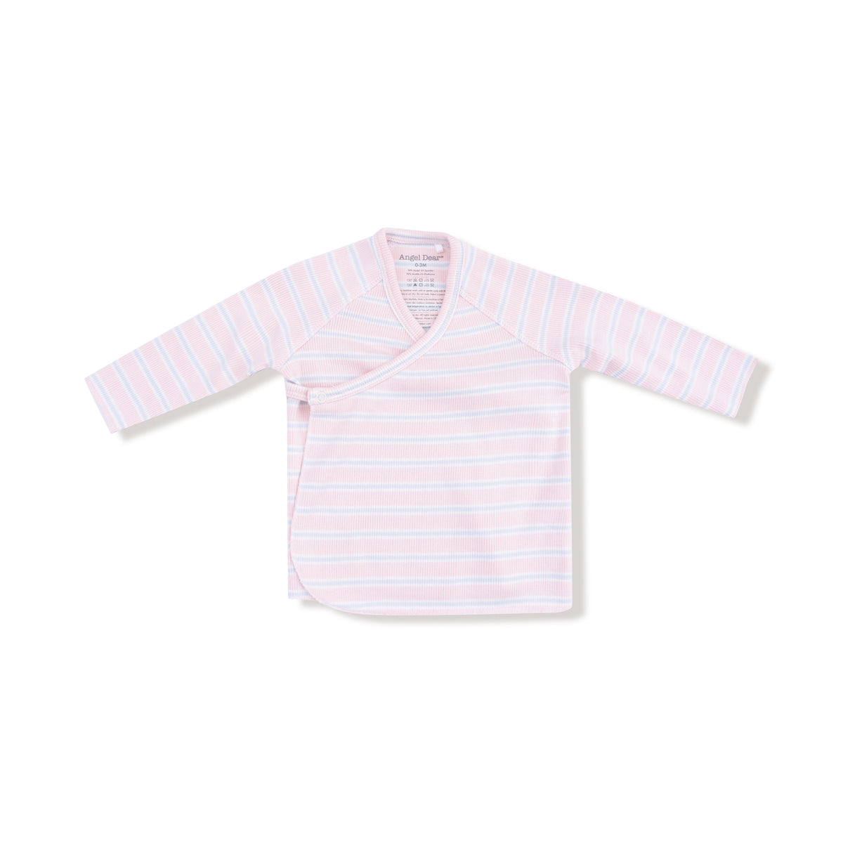 ANGEL DEAR: LONG SLEEVE KIMONO TOP & FOOTED PANT SET - PINK MULTI STRIPE