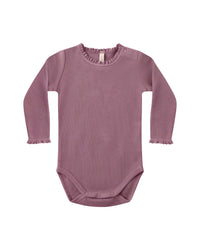 QUINCY MAE: WAFFLE LONG SLEEVE BODYSUIT+ SKIRTED BLOOMER SET || MULBERRY