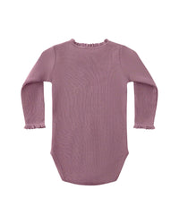 QUINCY MAE: WAFFLE LONG SLEEVE BODYSUIT+ SKIRTED BLOOMER SET || MULBERRY