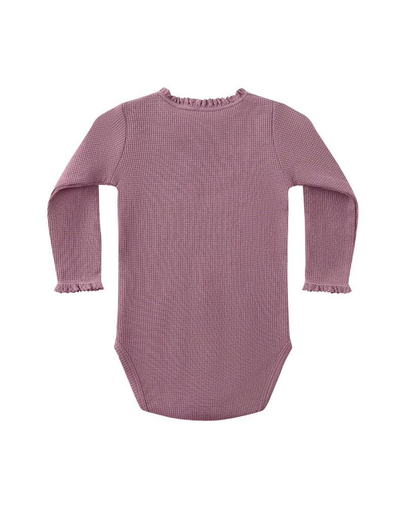QUINCY MAE: WAFFLE LONG SLEEVE BODYSUIT+ SKIRTED BLOOMER SET || MULBERRY