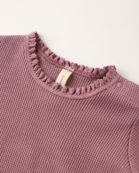 QUINCY MAE: WAFFLE LONG SLEEVE BODYSUIT+ SKIRTED BLOOMER SET || MULBERRY